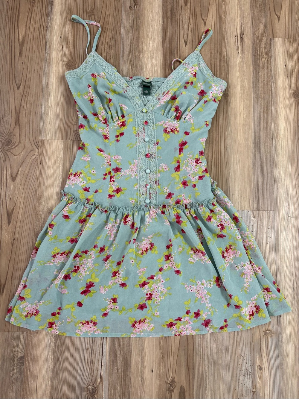Wild Fable Light Blue Floral Spaghetti-Strap Dress
